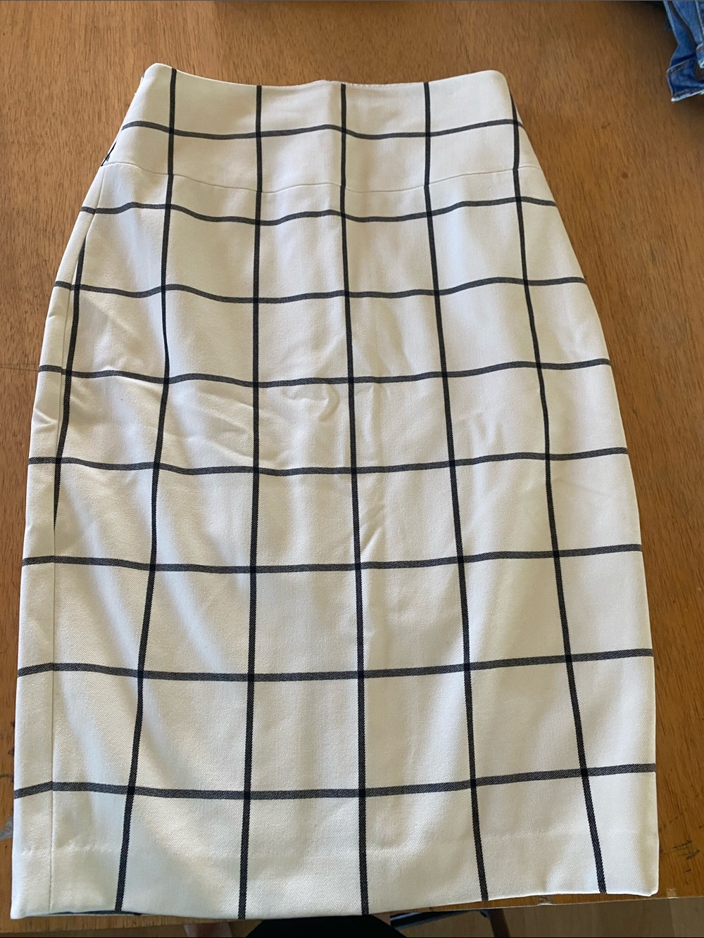 Express Classic White Windowpane Pencil Skirt